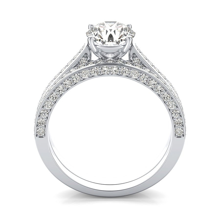 Cathedral Engagement Ring With Pave Side Stones & Matching Band - Jewelry Exchange Center