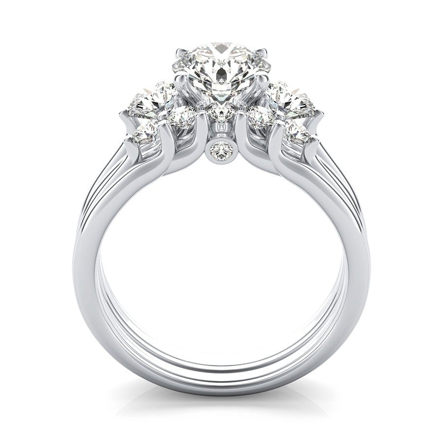 Hartine Three Stone Engagement Ring With Matching Wedding Band - Jewelry Exchange Center