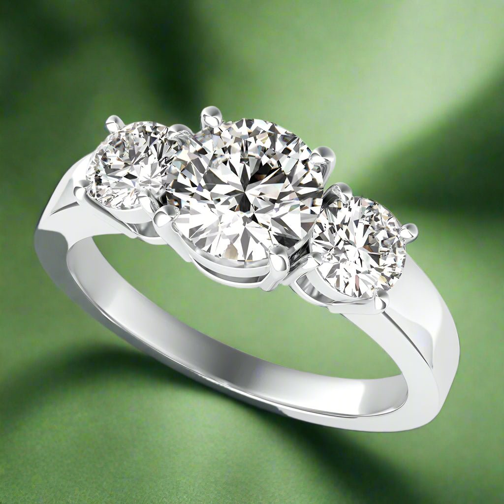 Classic Basket Three Stone Engagement Ring - Jewelry Exchange Center