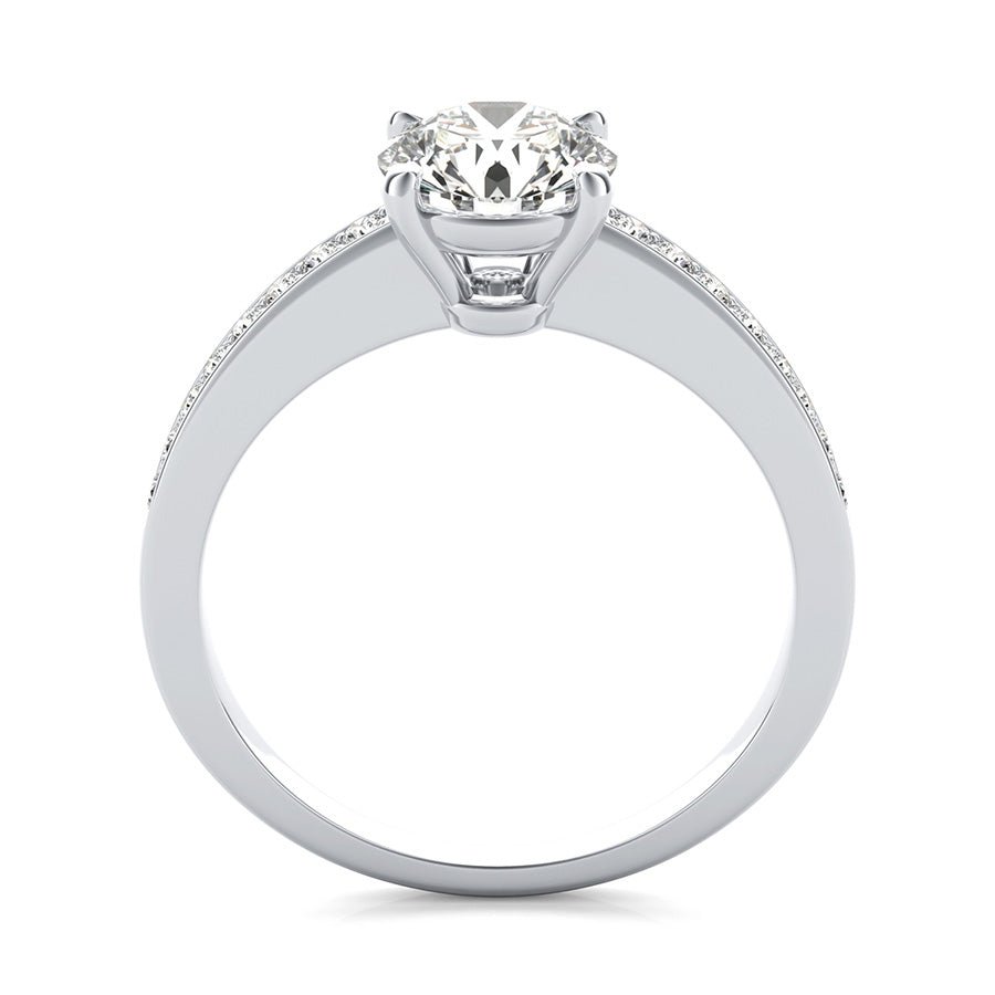 Classic Double Wire Basket Engagement Ring With Pave Side Stones - Jewelry Exchange Center