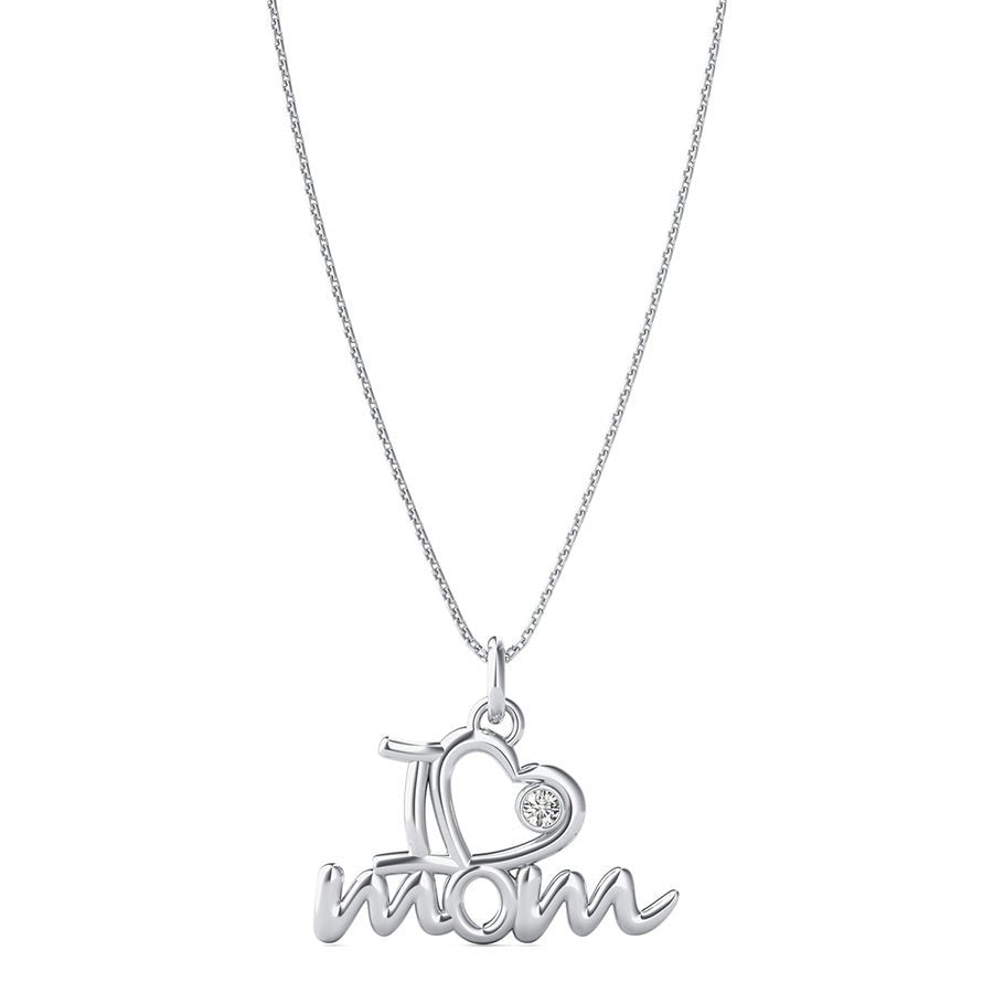 "I Heart Mom" Pendant With Bezel Set Stone - Jewelry Exchange Center