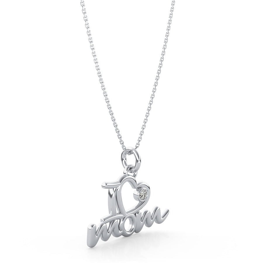 "I Heart Mom" Pendant With Bezel Set Stone - Jewelry Exchange Center