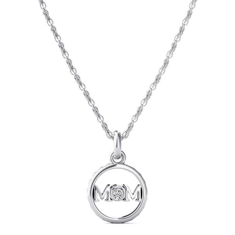 "Mom" Open Circle Pendant With Hearts - Jewelry Exchange Center