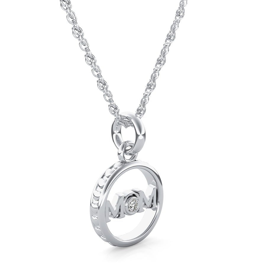 "Mom" Open Circle Pendant With Hearts - Jewelry Exchange Center