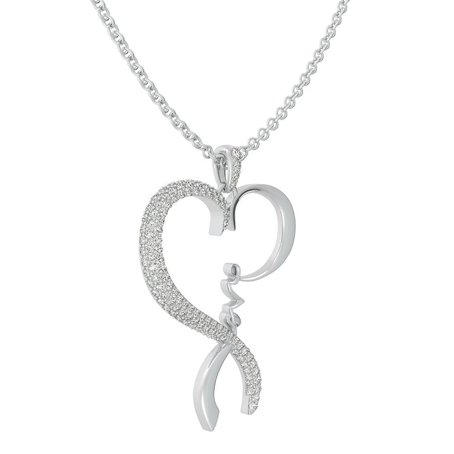 "Love" Heart Pendant With Micro Pave Set Stones - Jewelry Exchange Center