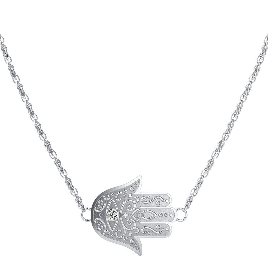 Carved Sideways Hamsa Pendant - Jewelry Exchange Center