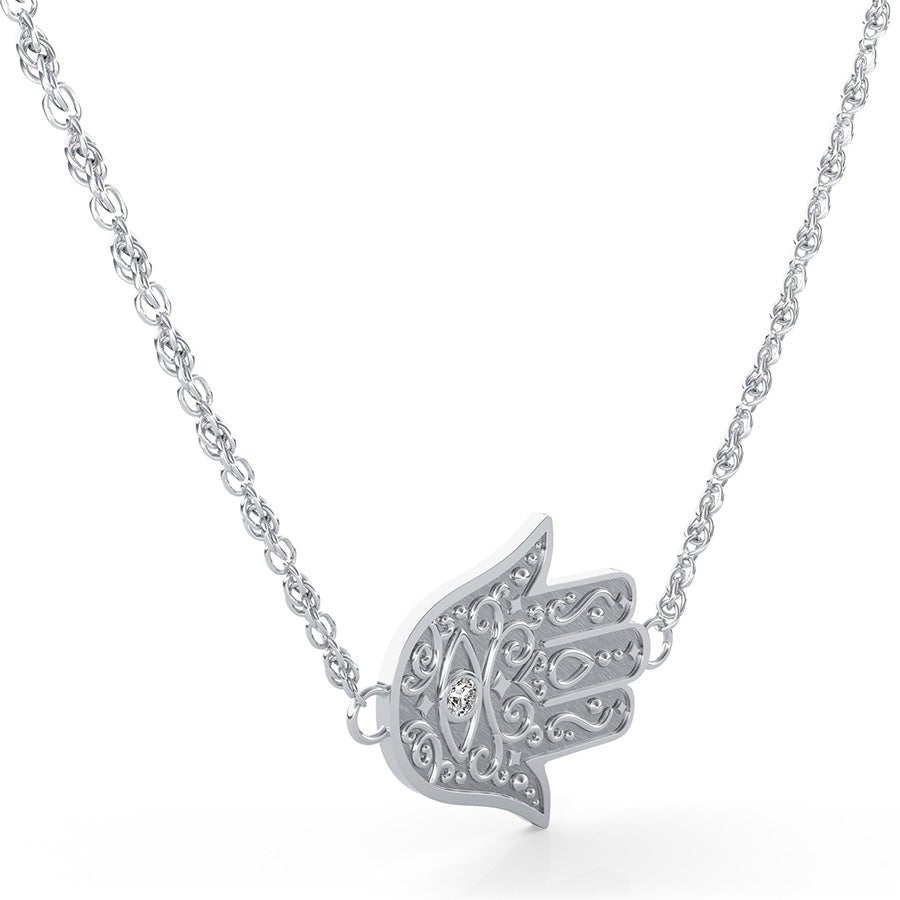 Carved Sideways Hamsa Pendant - Jewelry Exchange Center