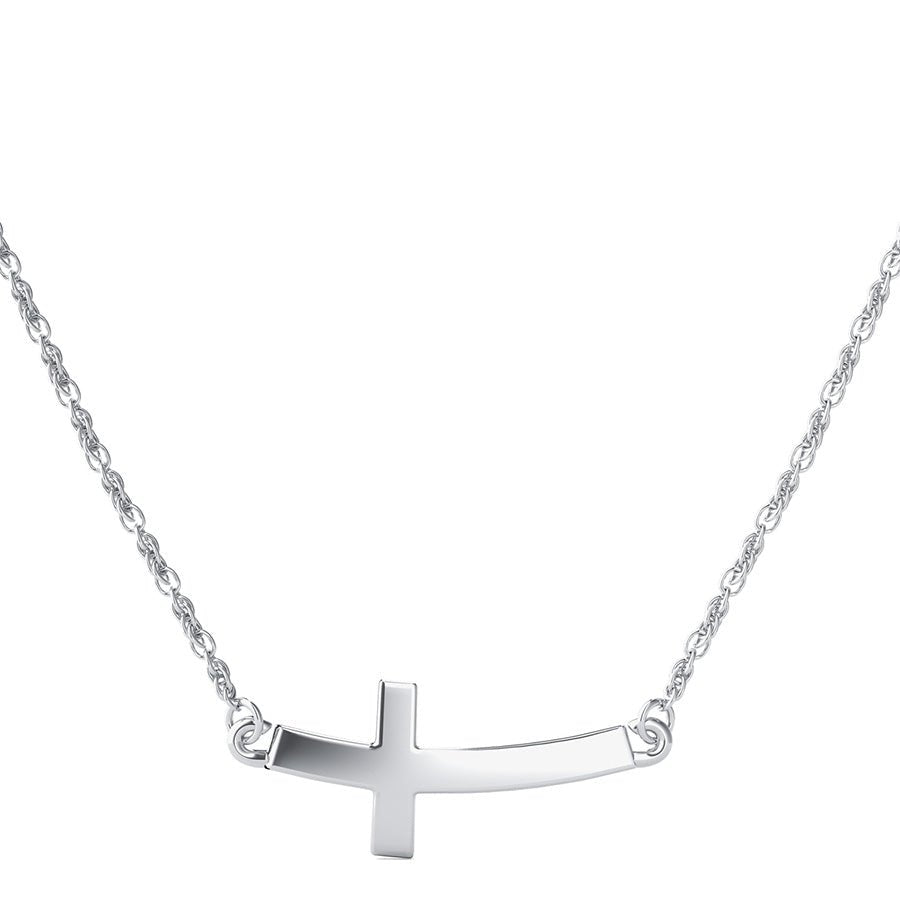 Sideways Curved Cross Pendant - Jewelry Exchange Center