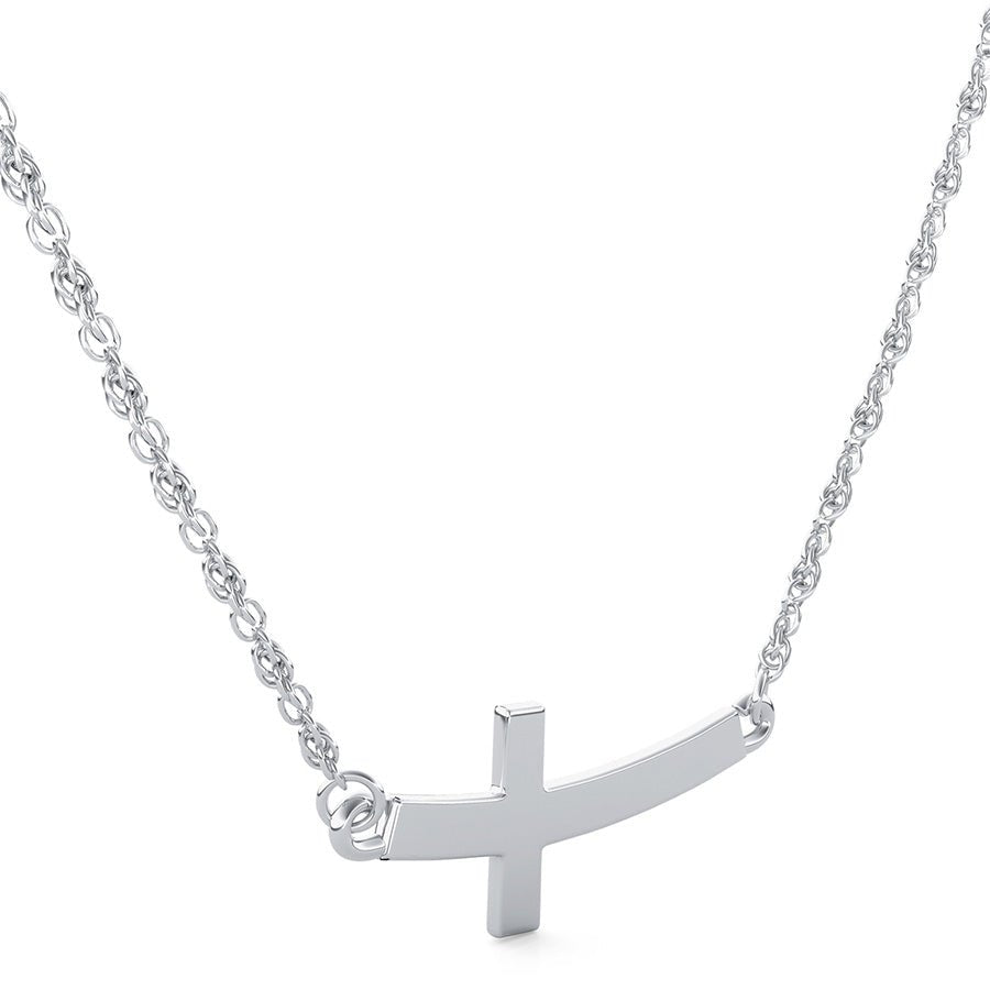 Sideways Curved Cross Pendant - Jewelry Exchange Center