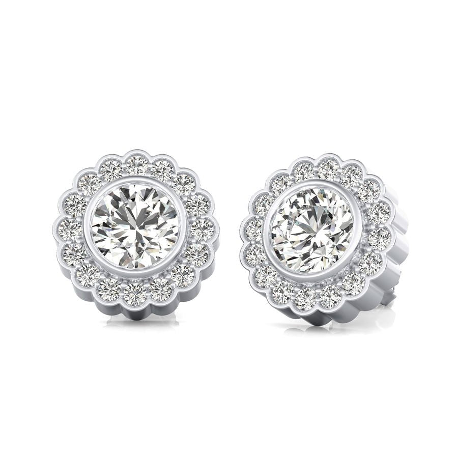 Bezel Halo Earrings - Jewelry Exchange Center