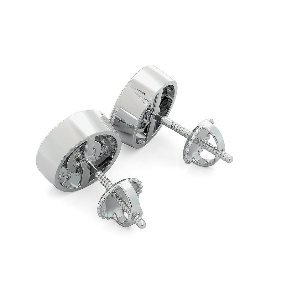 Bezel Set Halo Earrings With Milgrain - Jewelry Exchange Center