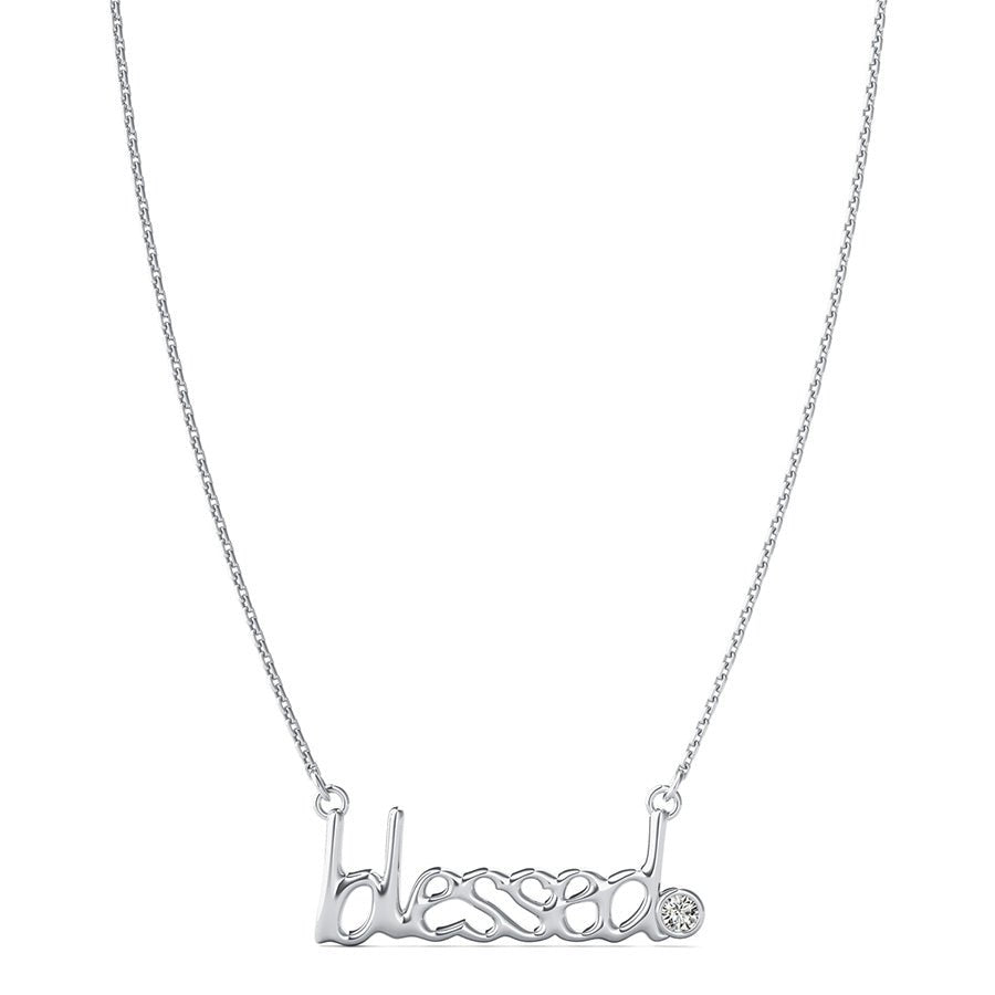 "Blessed" Pendant With Bezel Set Stone - Jewelry Exchange Center