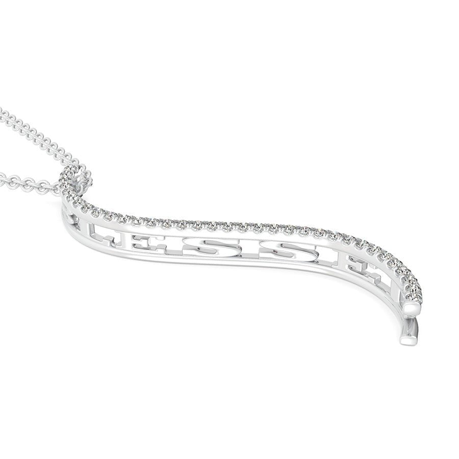 "BLESSED" S - Curved Drop Bar Pendant - Jewelry Exchange Center