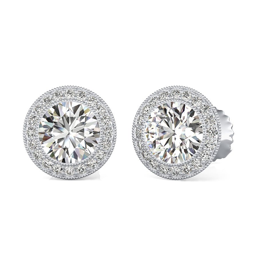 Butterfly Milgrain Bezel Halo Earrings - Jewelry Exchange Center