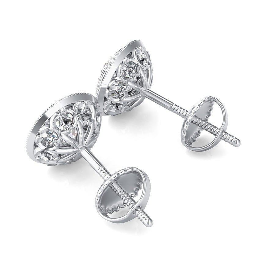 Butterfly Milgrain Bezel Halo Earrings - Jewelry Exchange Center