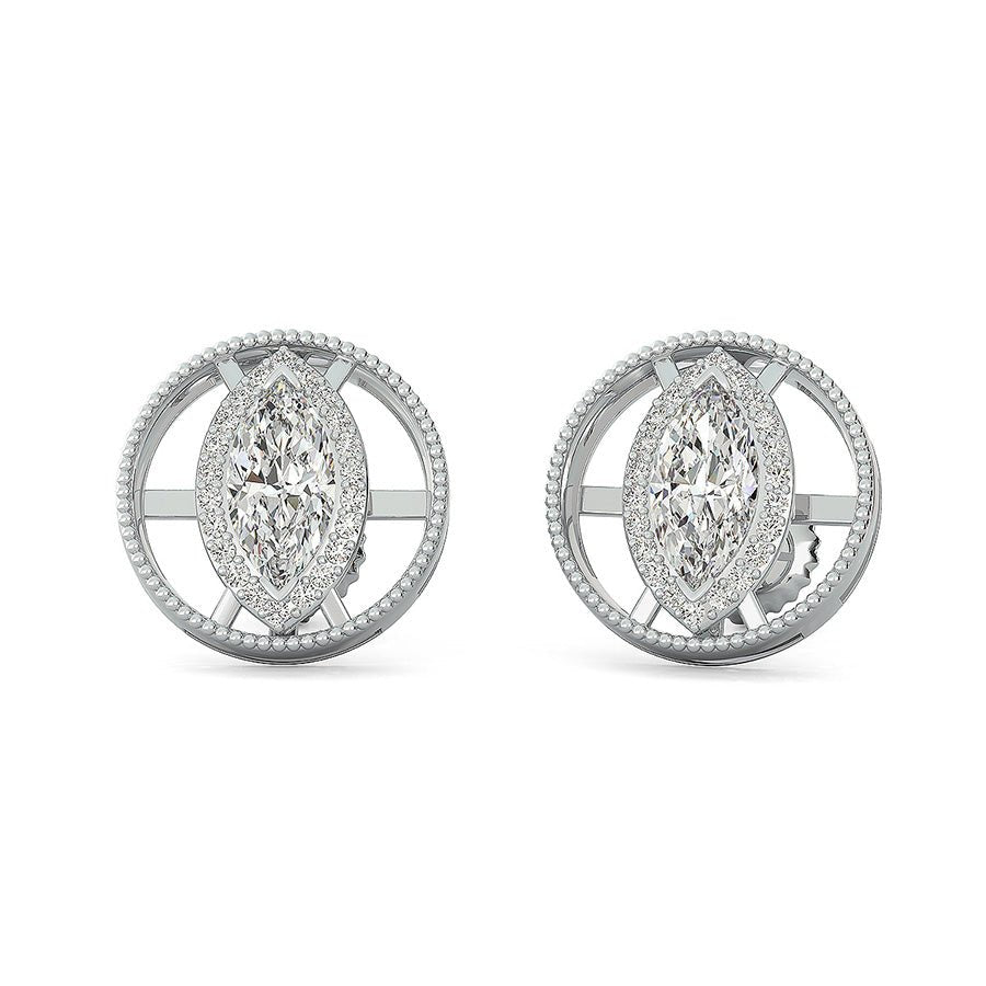 Circle Halo Earrings With Milgrain - Jewelry Exchange Center