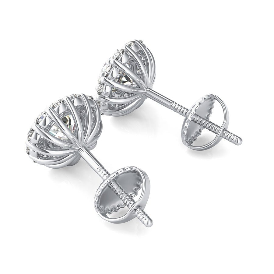 Curved Basket Halo Earrings - Jewelry Exchange Center