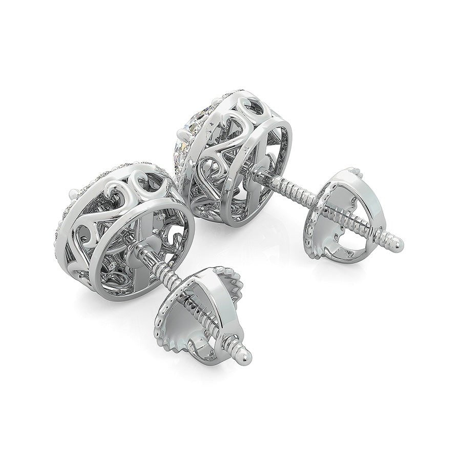 Cut Through Scroll Halo Earrings - Jewelry Exchange Center