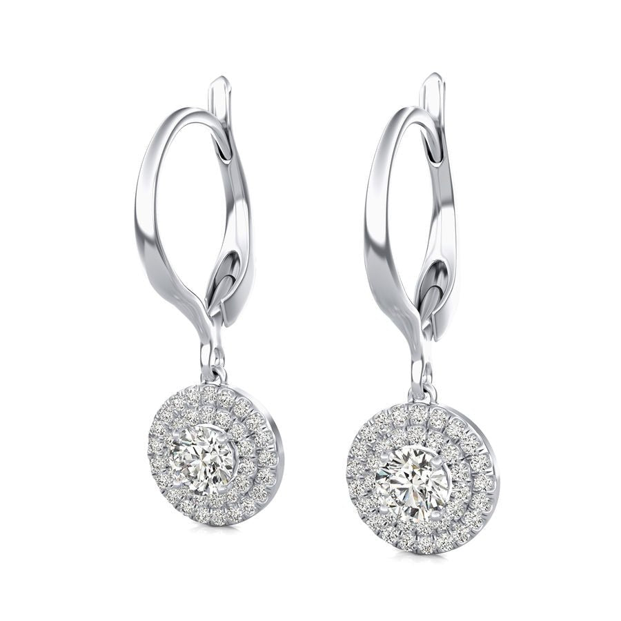 Double Halo Lever Back Earrings - Jewelry Exchange Center