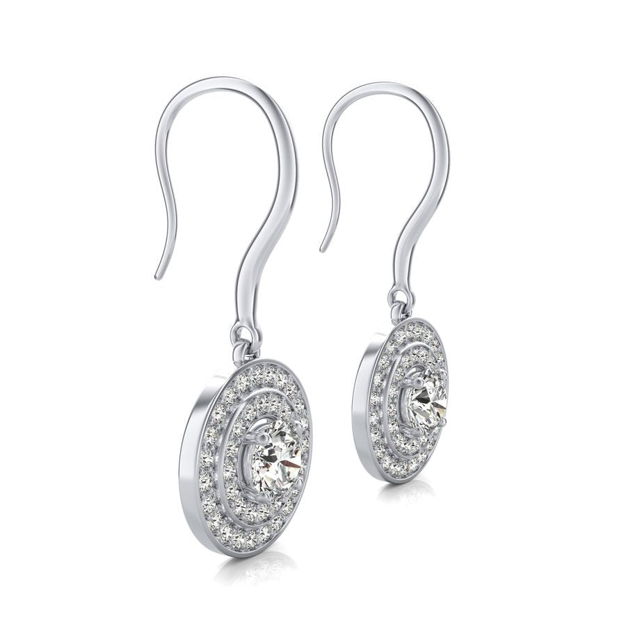 Double Halo Lever Back Earrings - Jewelry Exchange Center