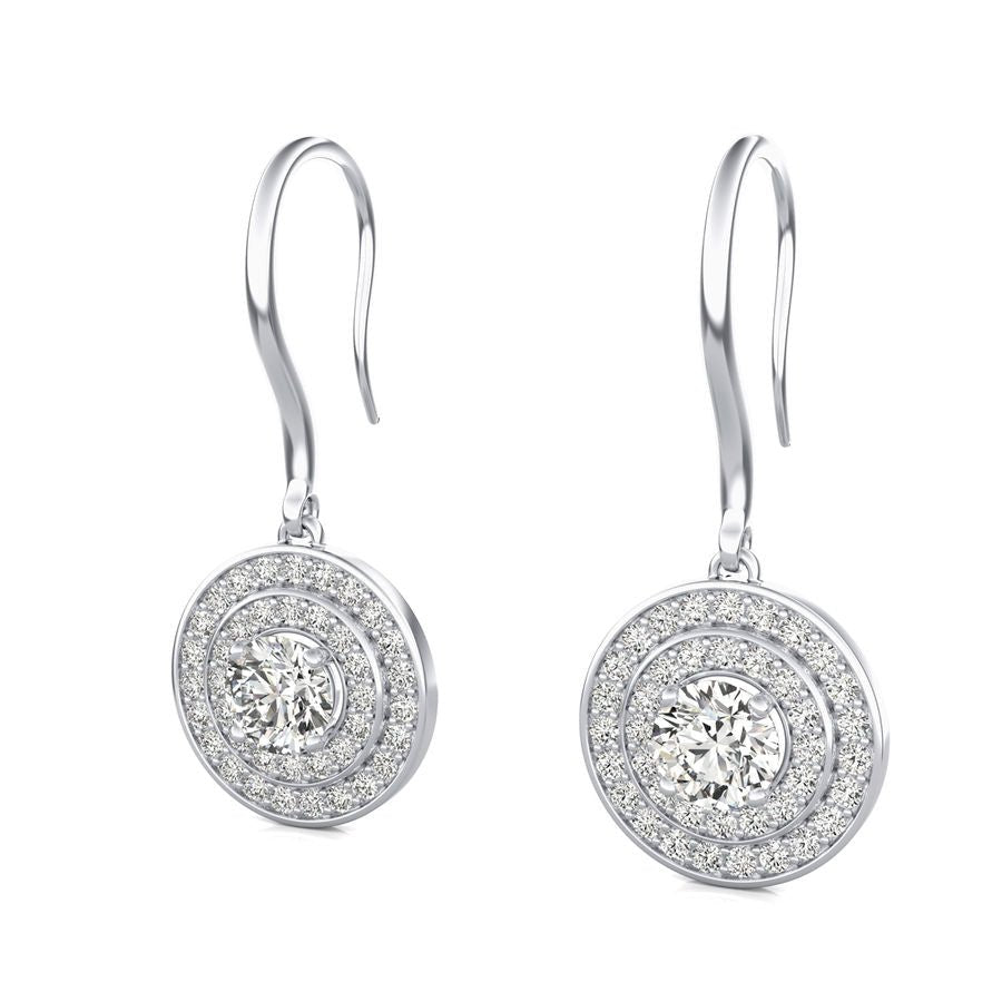 Double Halo Lever Back Earrings - Jewelry Exchange Center