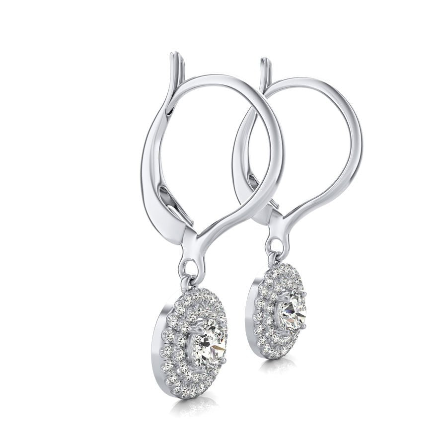 Double Halo Lever Back Earrings - Jewelry Exchange Center