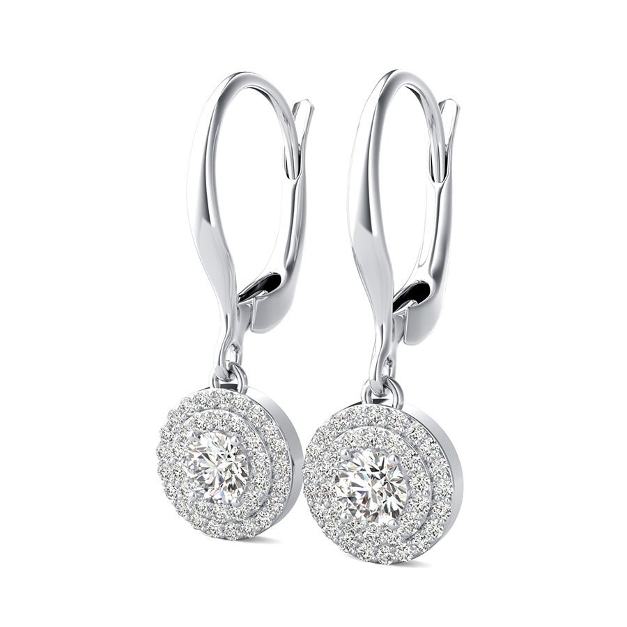 Double Row Halo Drop Earrings - Jewelry Exchange Center