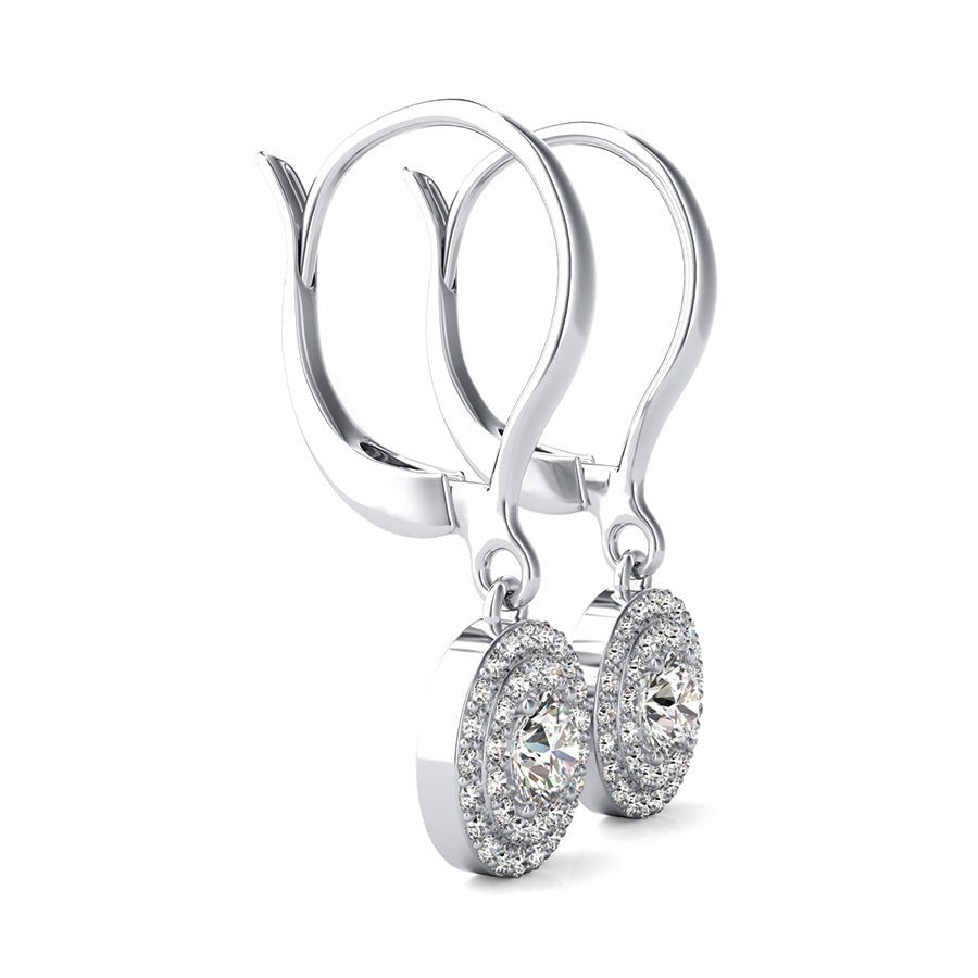 Double Row Halo Drop Earrings - Jewelry Exchange Center