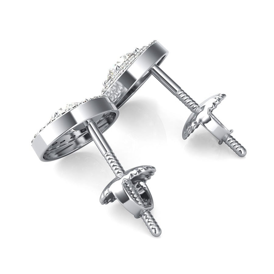 Double Row Pave Halo Earrings - Jewelry Exchange Center