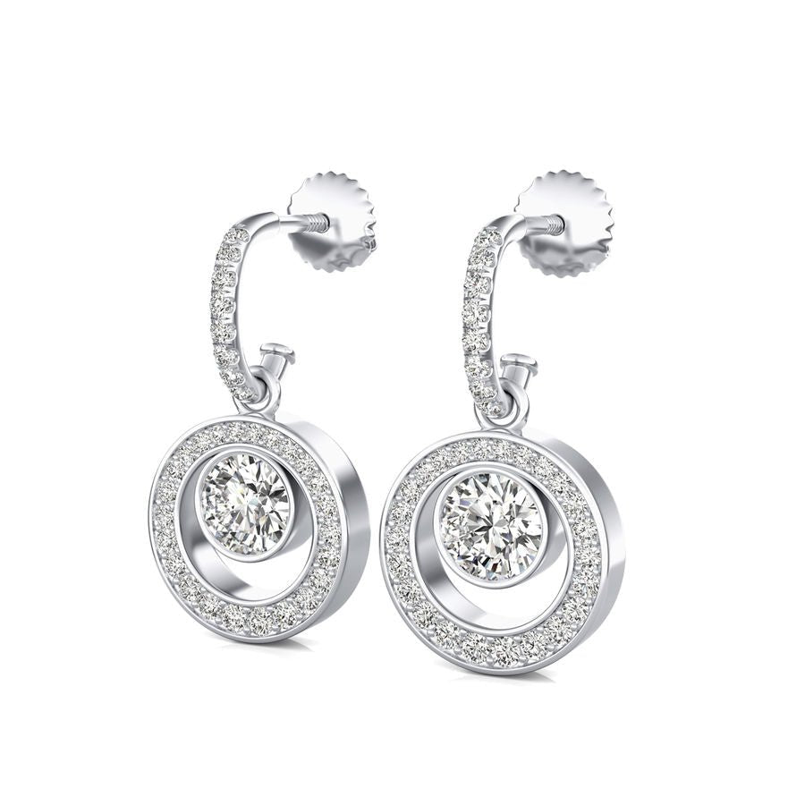 Dropped Halo Bezel Earrings - Jewelry Exchange Center
