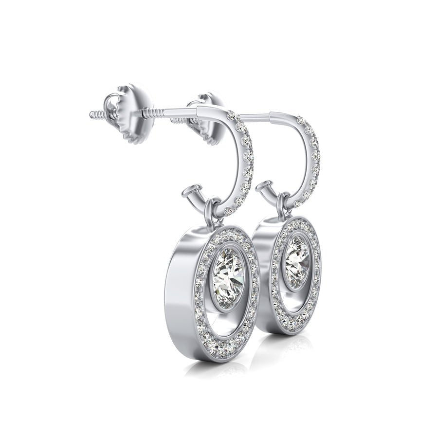 Dropped Halo Bezel Earrings - Jewelry Exchange Center