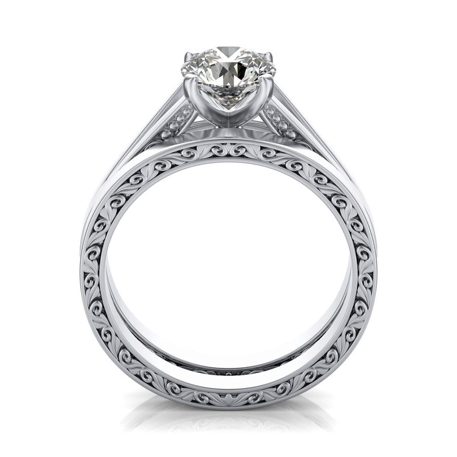Filigree Cathedral Engagement Ring with Matching Band - Jewelry Exchange Center