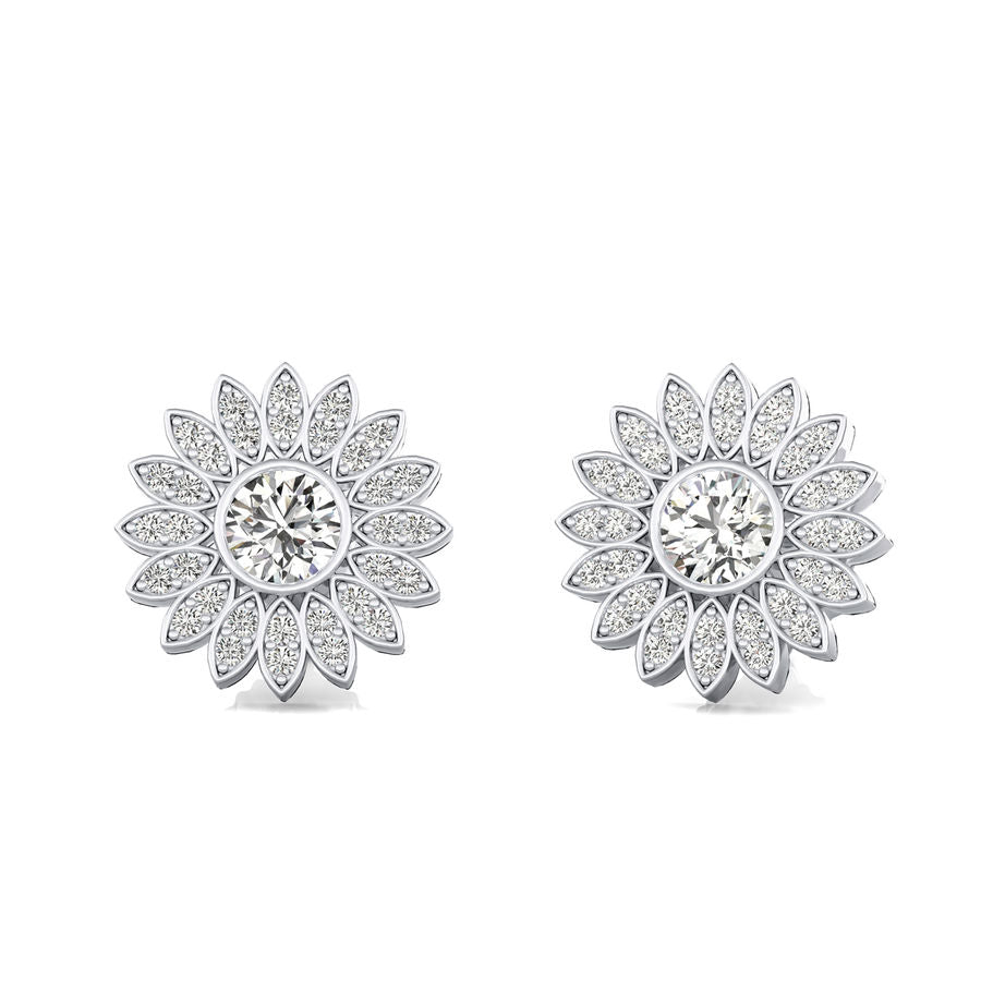 Flower Halo Stud Earrings - Jewelry Exchange Center