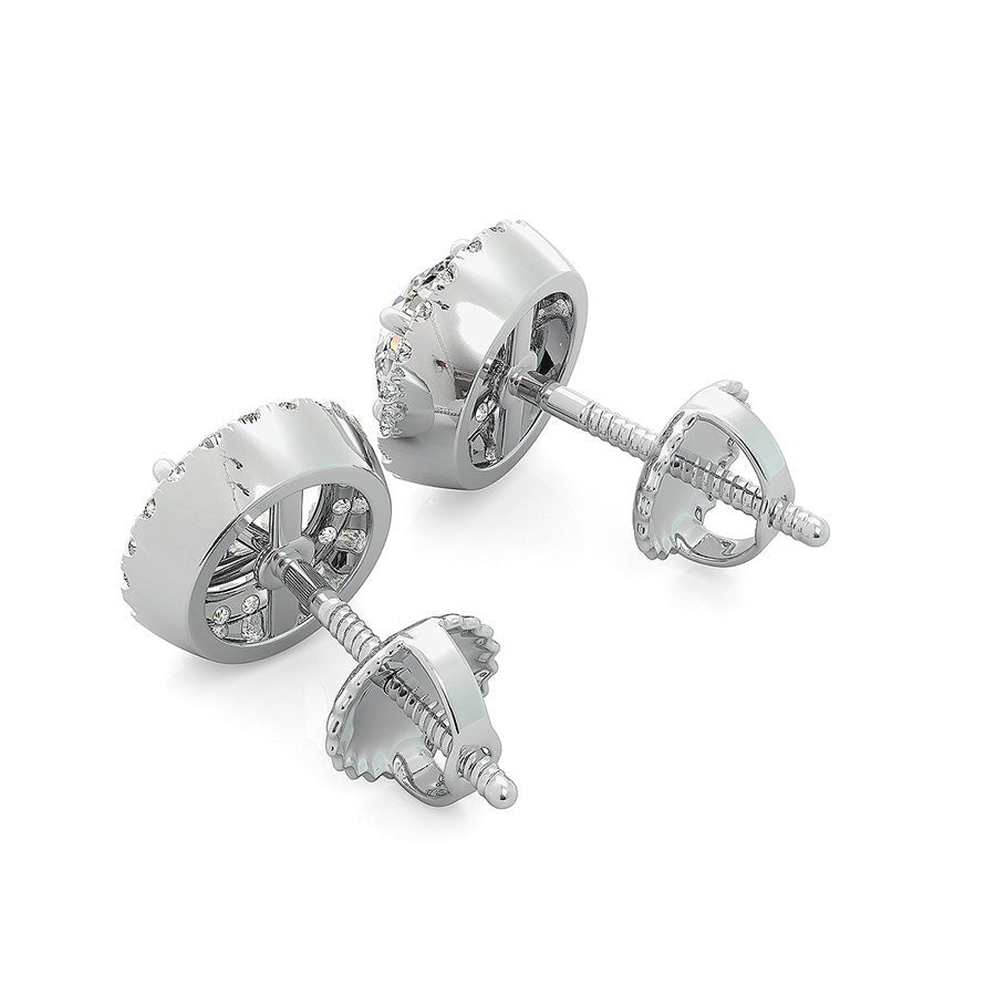 Halo Earrings Pave Set Side Stones - Jewelry Exchange Center