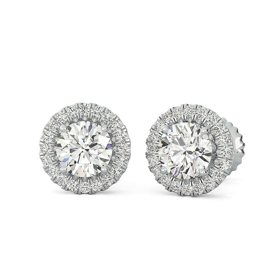 Halo Earrings Pave Set Side Stones - Jewelry Exchange Center