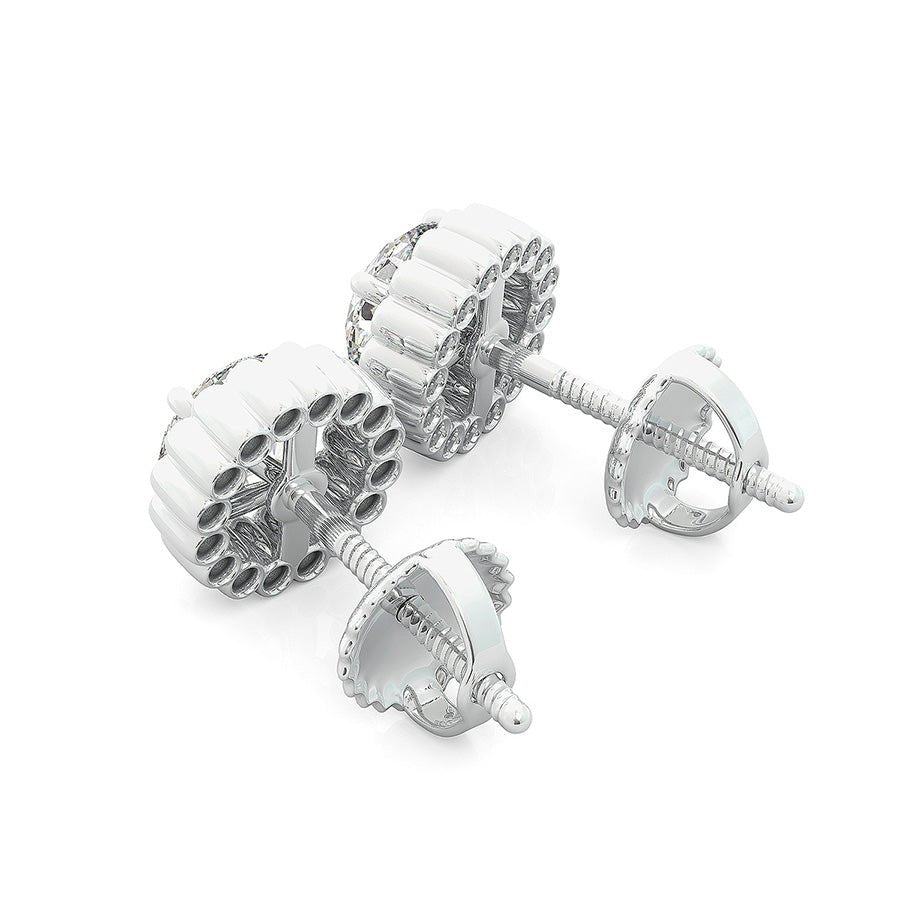 Halo Earrings With Bezel Set Side Stones - Jewelry Exchange Center