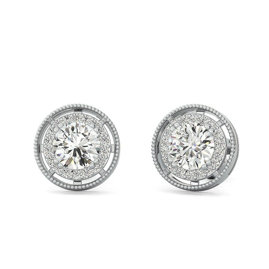 Halo Earrings With Milgrain - Jewelry Exchange Center
