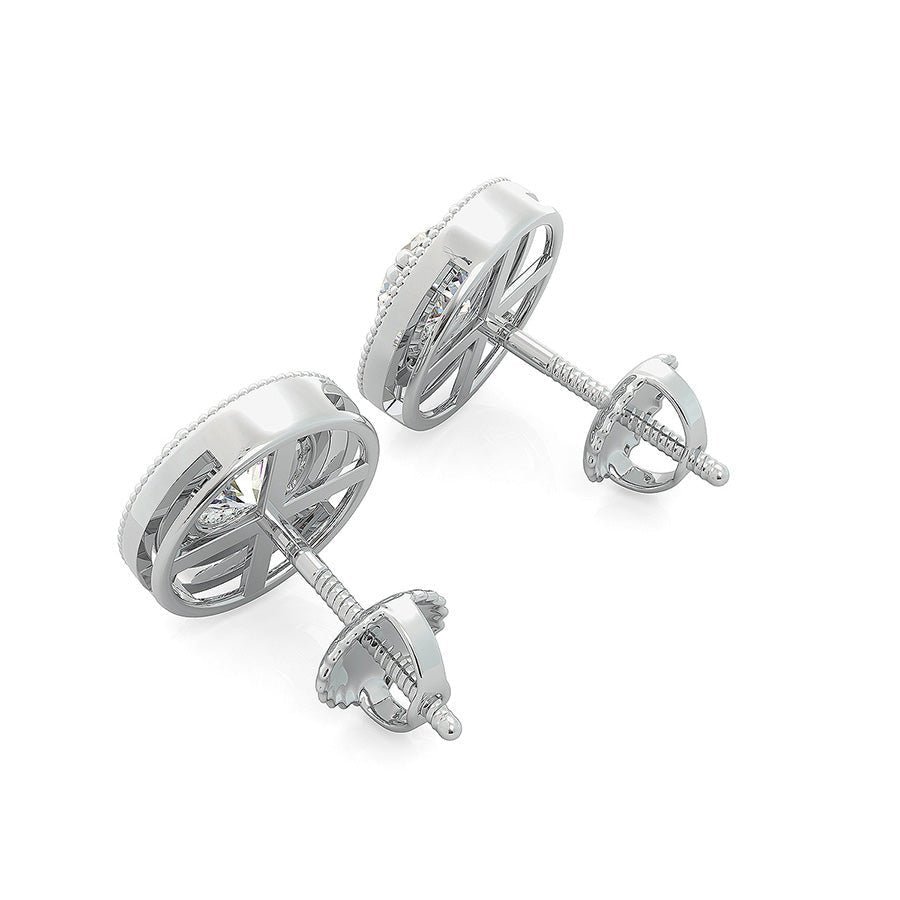Halo Earrings With Milgrain - Jewelry Exchange Center