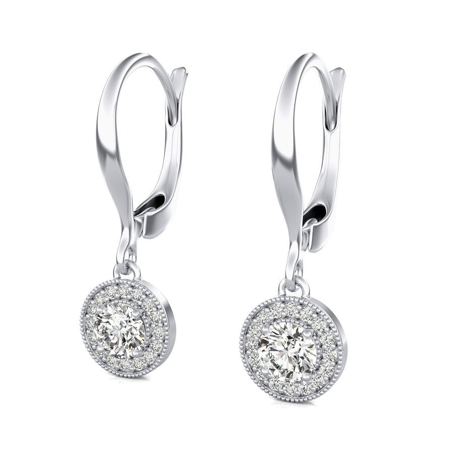 Halo Lever Back Earrings - Jewelry Exchange Center