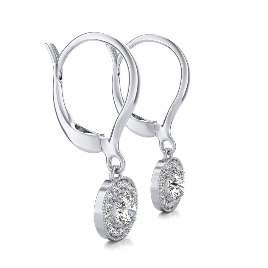 Halo Lever Back Earrings - Jewelry Exchange Center