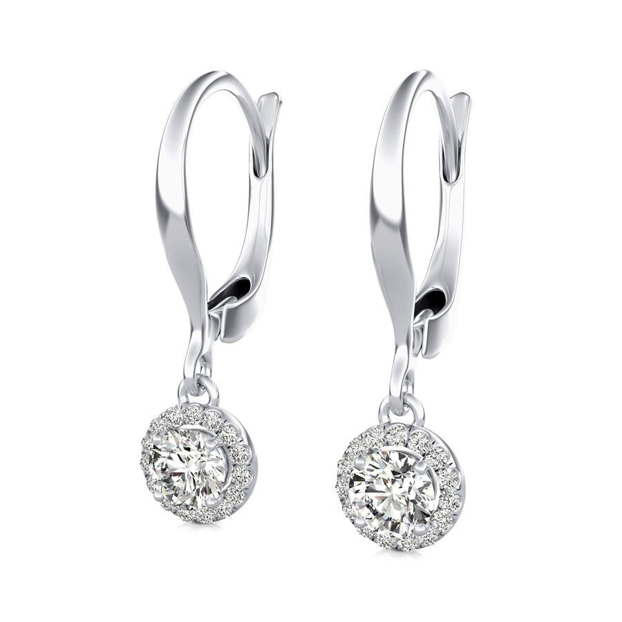 Halo Lever Back Earrings - Jewelry Exchange Center