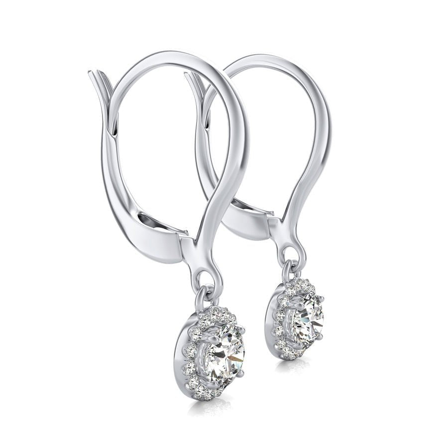 Halo Lever Back Earrings - Jewelry Exchange Center