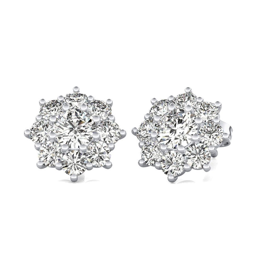 Halo Stud Earrings With Big Side Stone - Jewelry Exchange Center