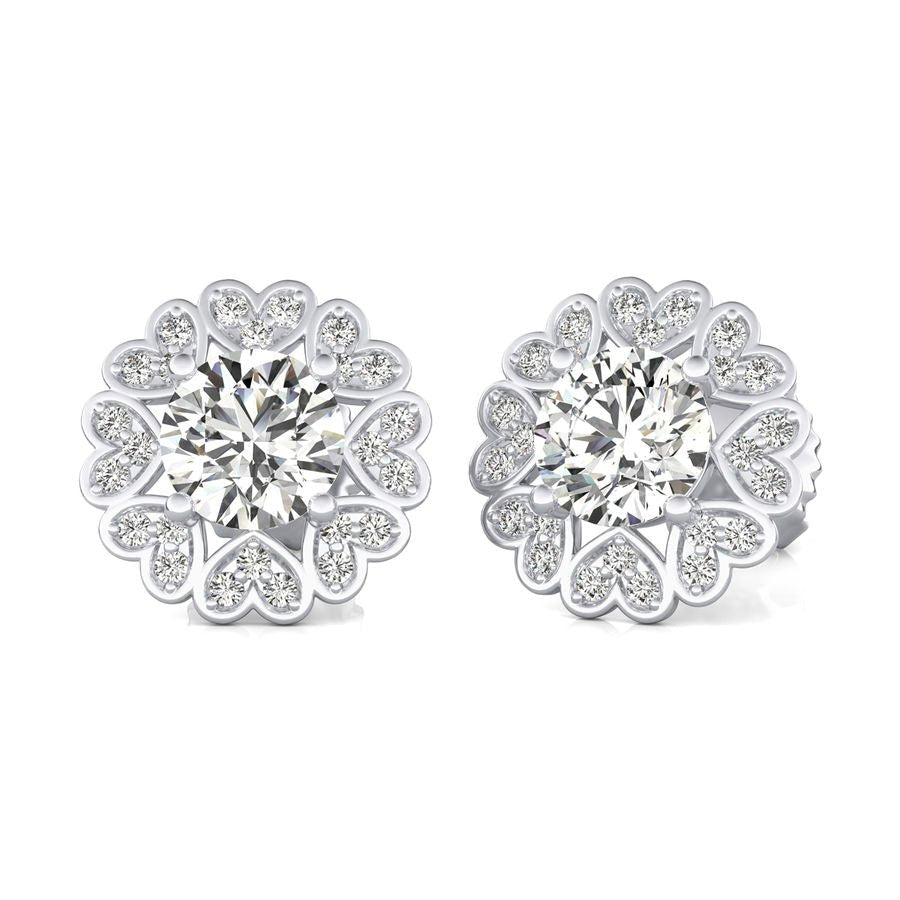 Heart Halo Stud Earrings - Jewelry Exchange Center