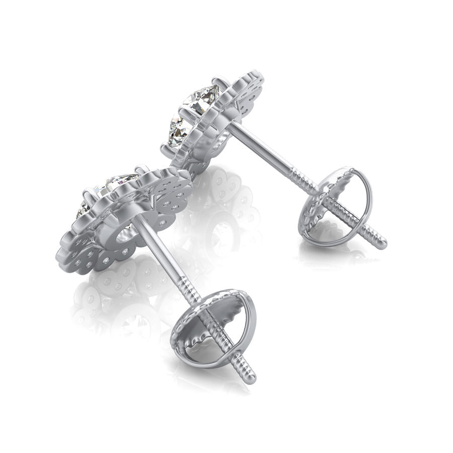 Heart Halo Stud Earrings - Jewelry Exchange Center