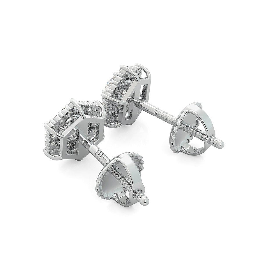 Hexagon Halo Earrings - Jewelry Exchange Center