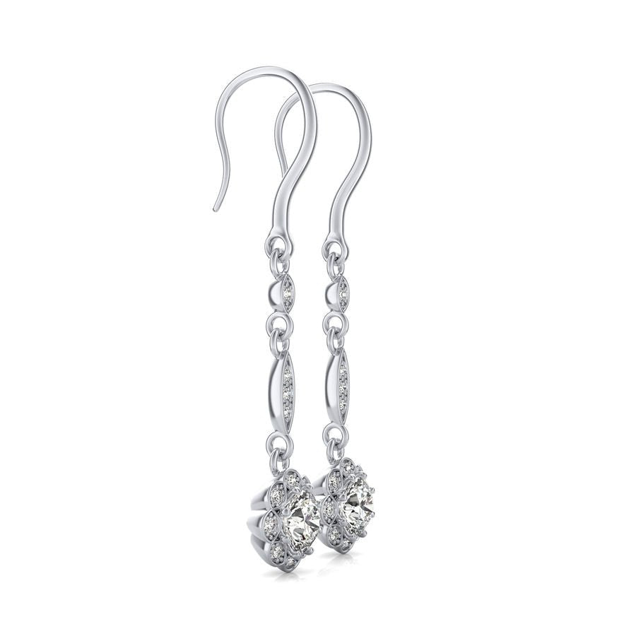 Lever Back Halo Drop Earrings - Jewelry Exchange Center