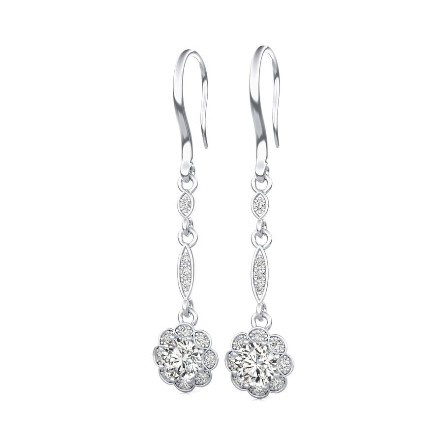 Lever Back Halo Drop Earrings - Jewelry Exchange Center
