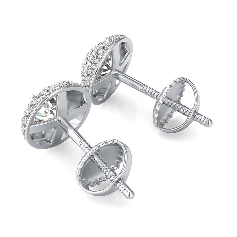 Micro Pave Halo Earrings - Jewelry Exchange Center
