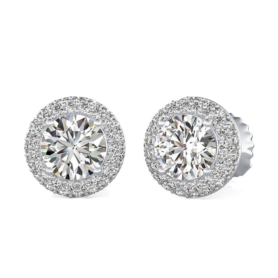 Micro Pave Halo Earrings - Jewelry Exchange Center